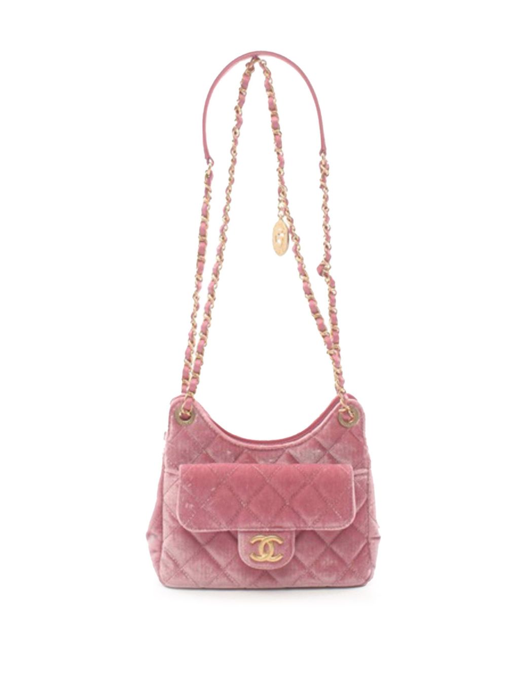 CHANEL 2021-2023 Small Quilted Velvet Wavy CC Hobo crossbody bag Women