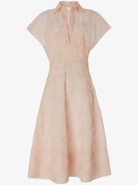 Genny vestido midi con bordado floral