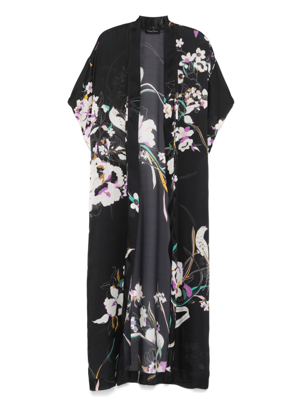 floral-print silk robe