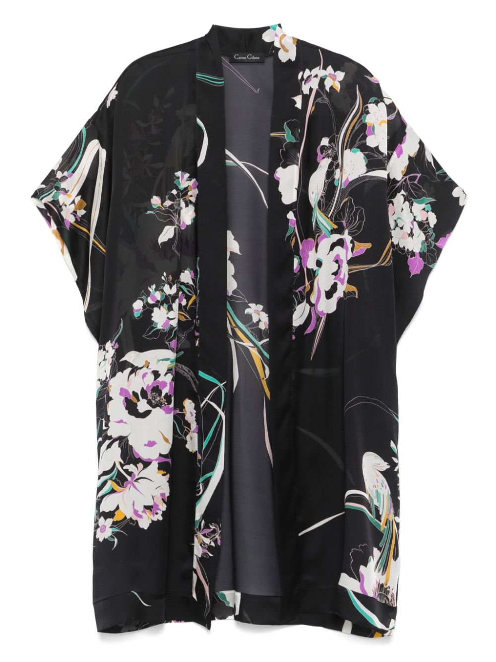 floral-print silk robe