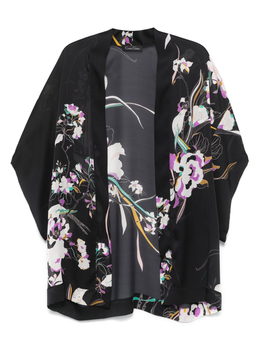 floral-print silk robe