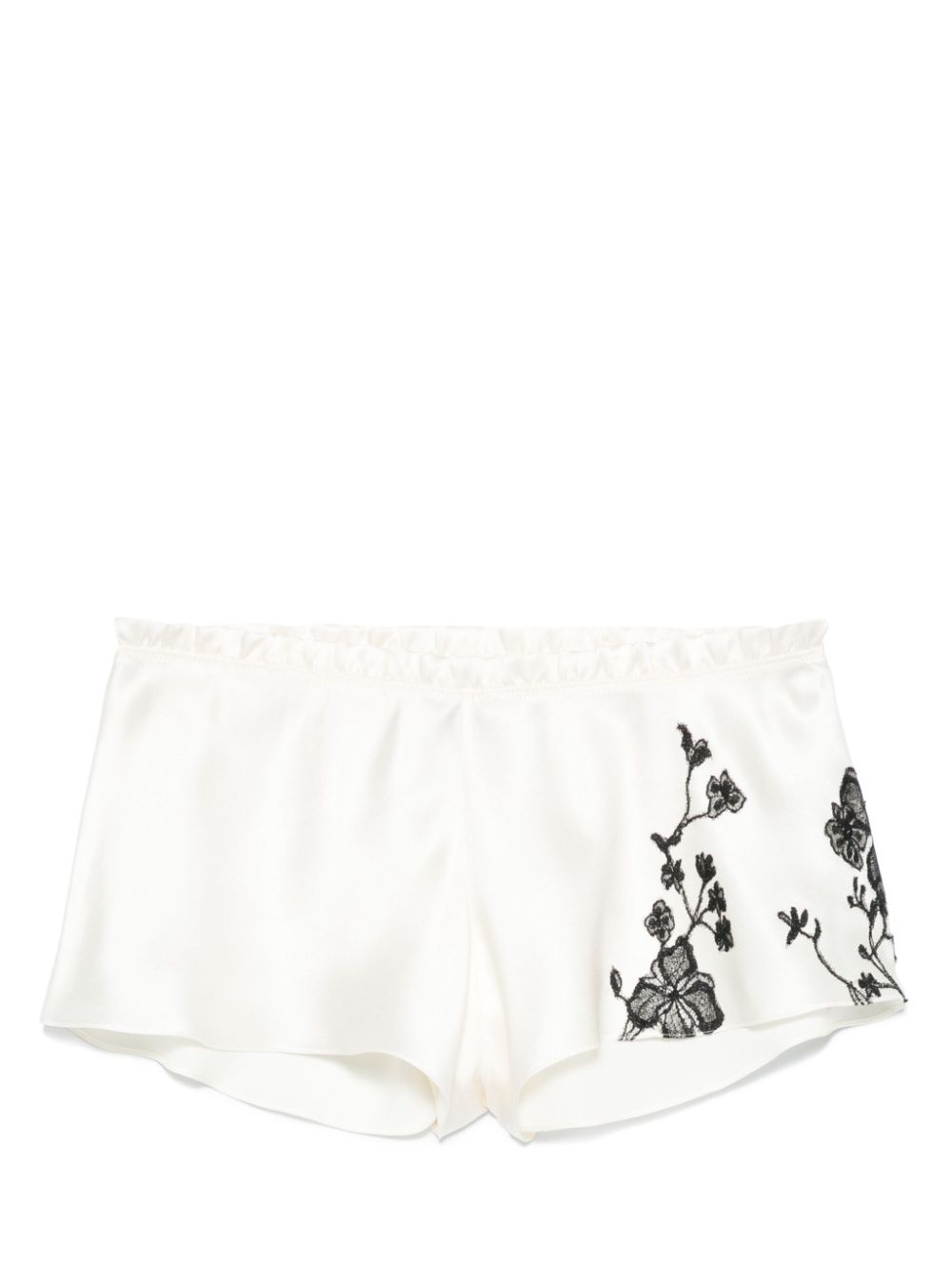 lace-trim silk shorts