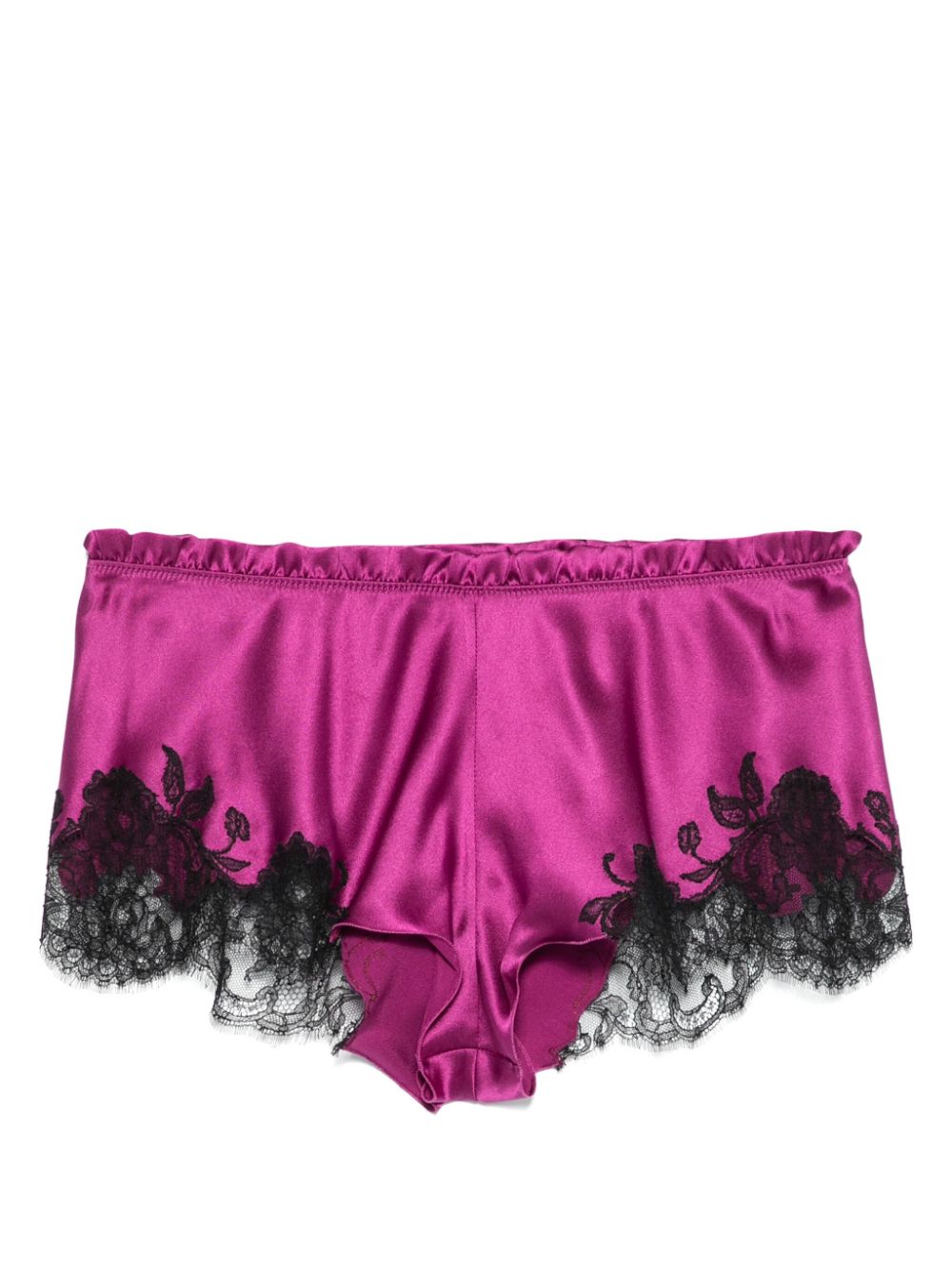 lace-trim silk shorts