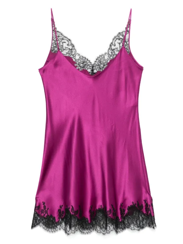 Carine Gilson lace-detail Slip Dress | Purple | FARFETCH GE