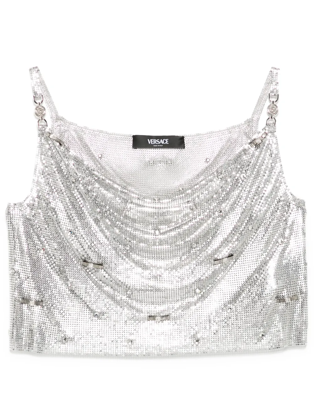 Versace Aluminium metalen mesh tanktop Zilver