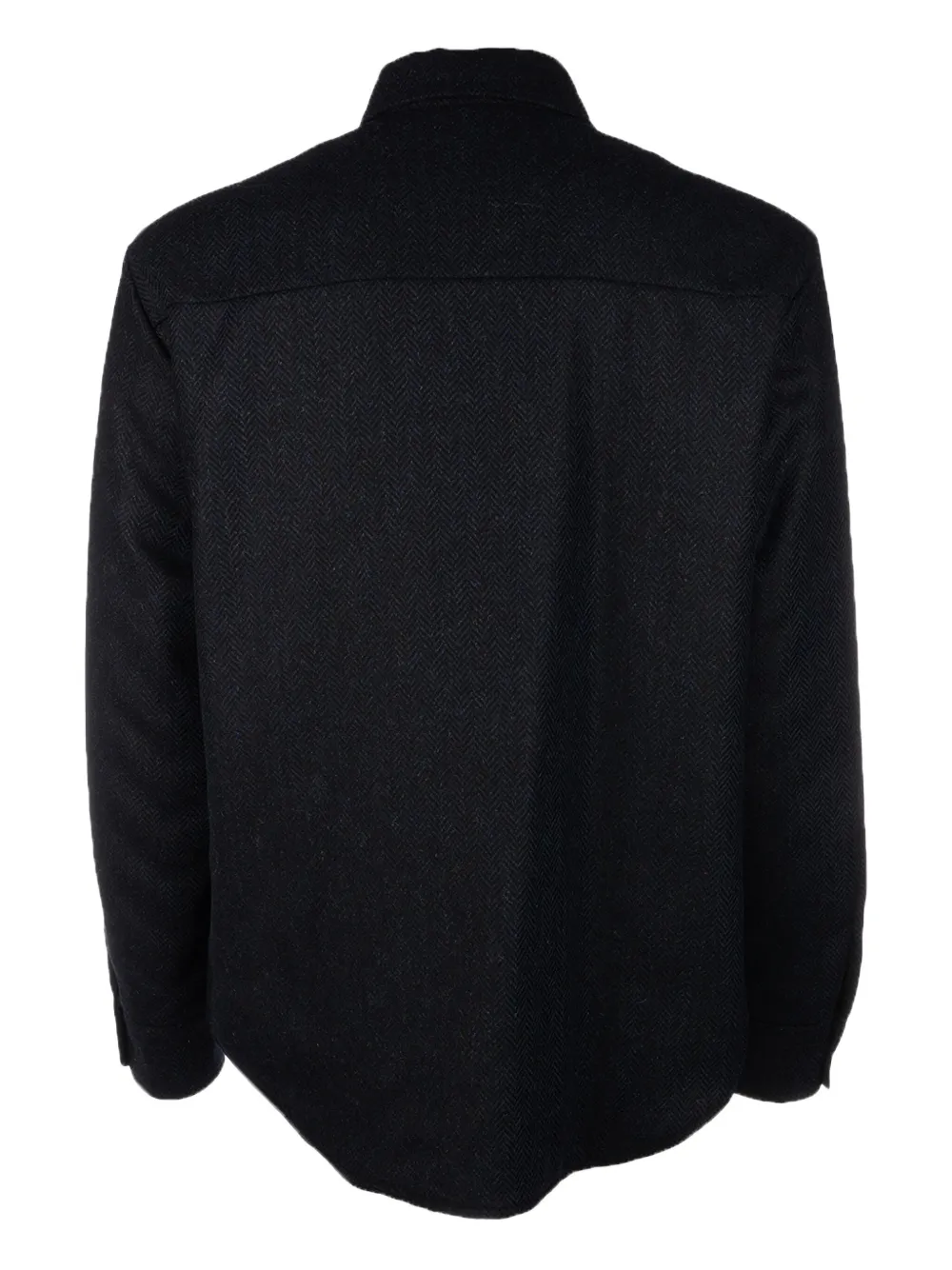 4FF Button-down overhemd met visgraat patroon - Zwart