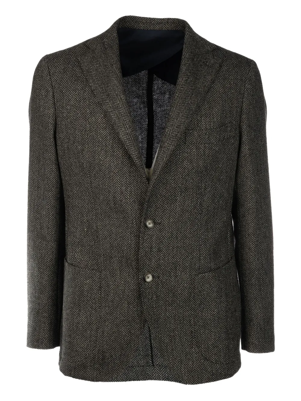 button-fastening tweed blazer