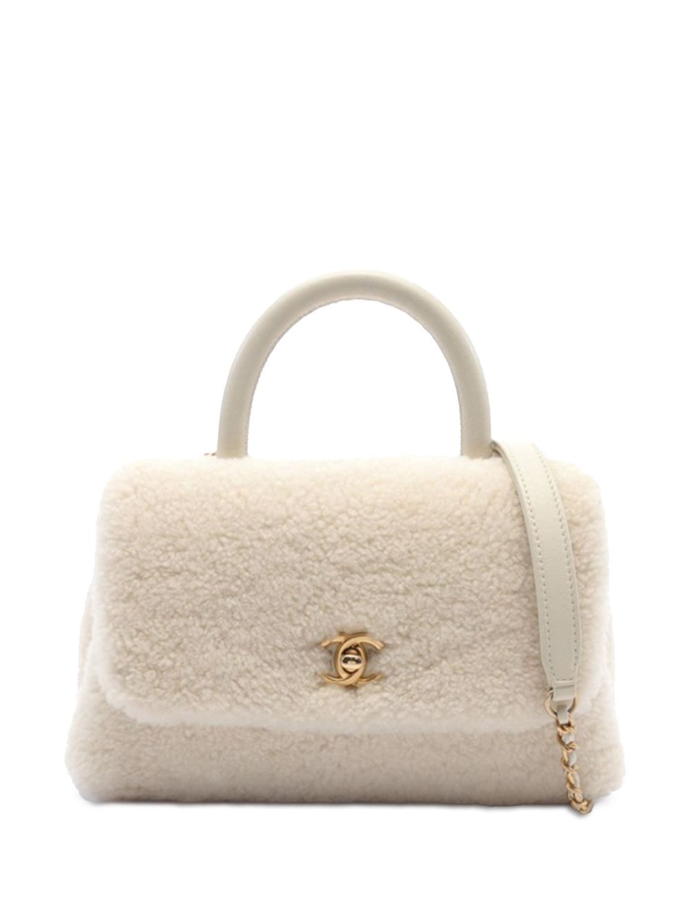 CHANEL 2016-2017 Mini Shearling Coco Top Handle Bag satchel Women