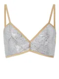 Genny crystal-embellished bralette top - Grey