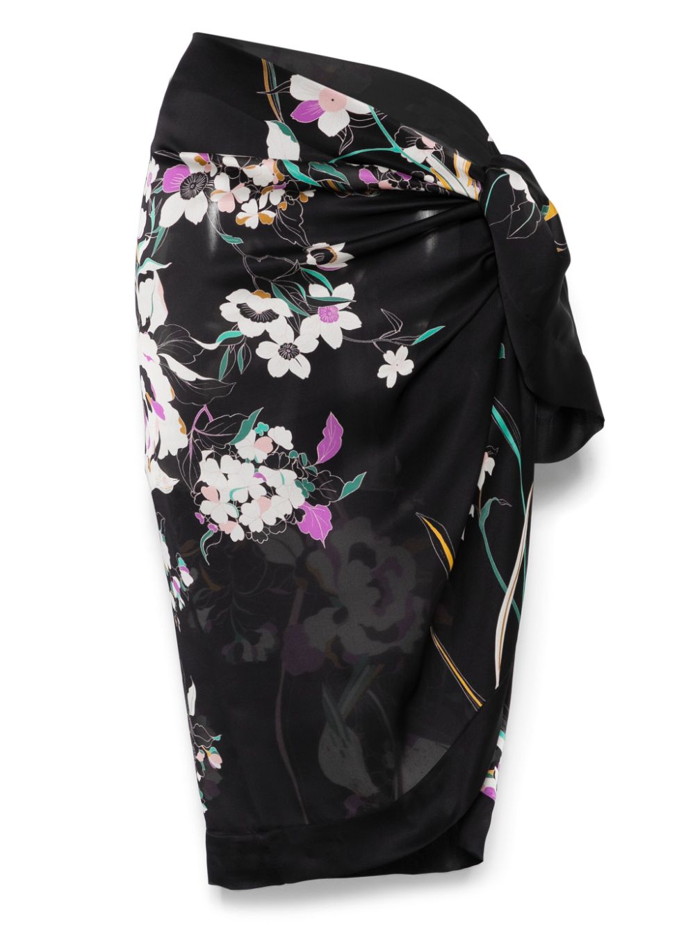 floral-print silk pareo