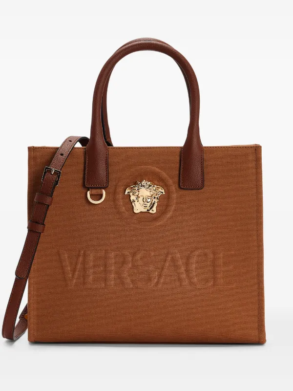 美品VERSACE 2wayトートバッグ　ハンドバック　ブラウン　ベージュ ヴェルサーチ(VERSACE)ヴェルサーチ 2way トートバッグ トート