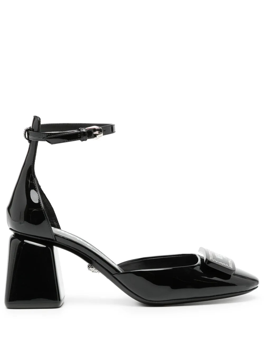 Versace 80 mm leren pumps Zwart