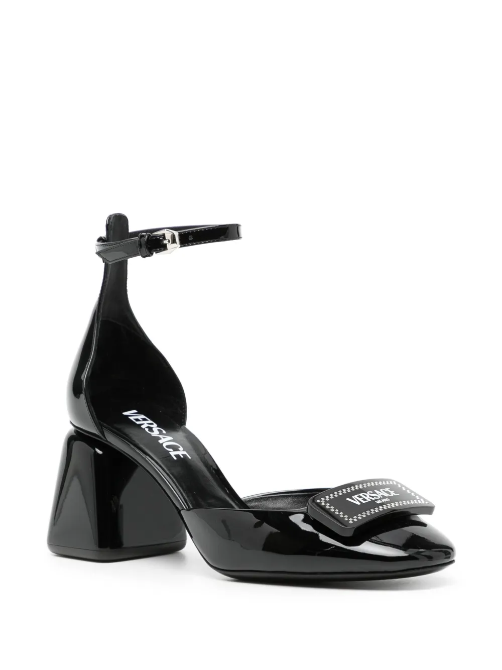 Versace 80 mm leren pumps - Zwart