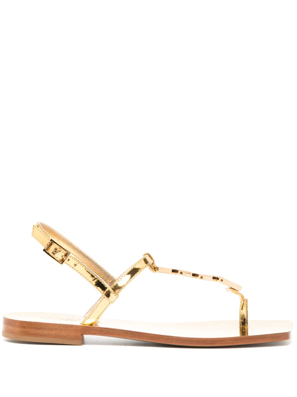 Versace leather T-strap sandals Gold