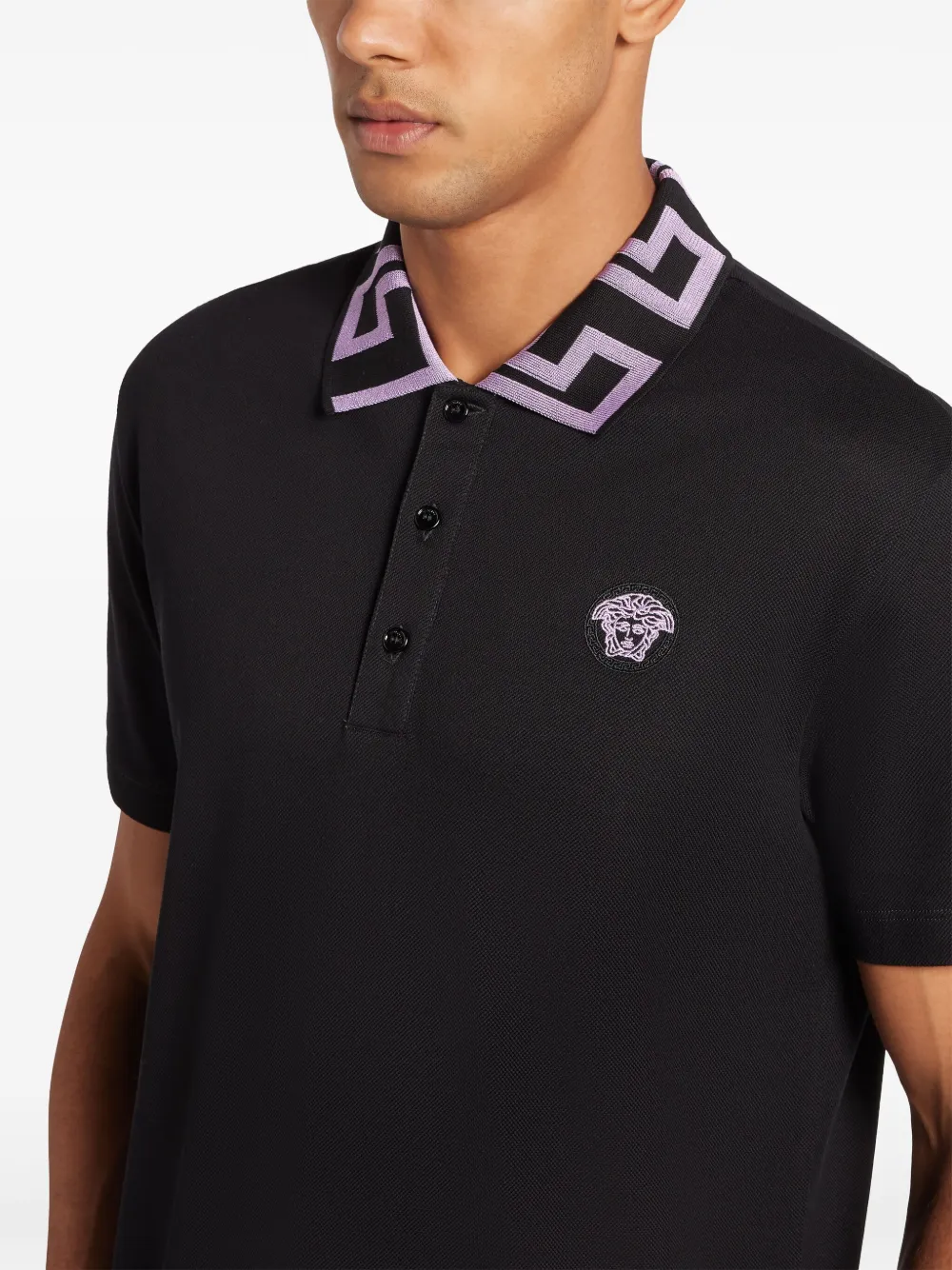 Versace Poloshirt met borduurwerk Zwart