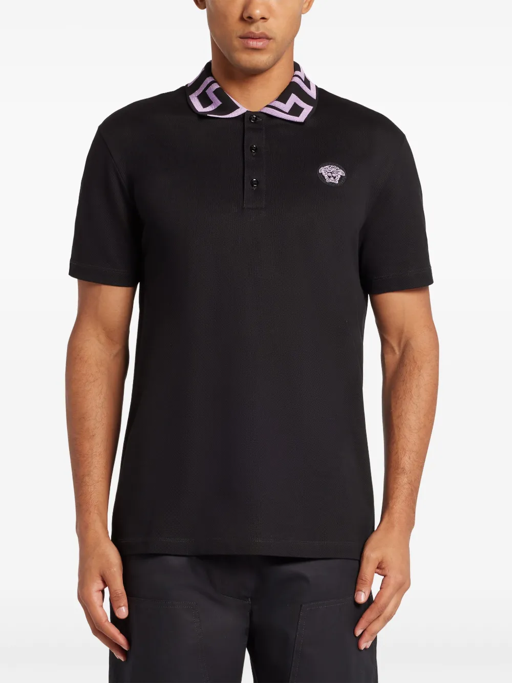 Versace Poloshirt met borduurwerk Zwart