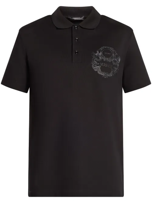 Versace polo à logo brodé - Noir - Versace - Modalova