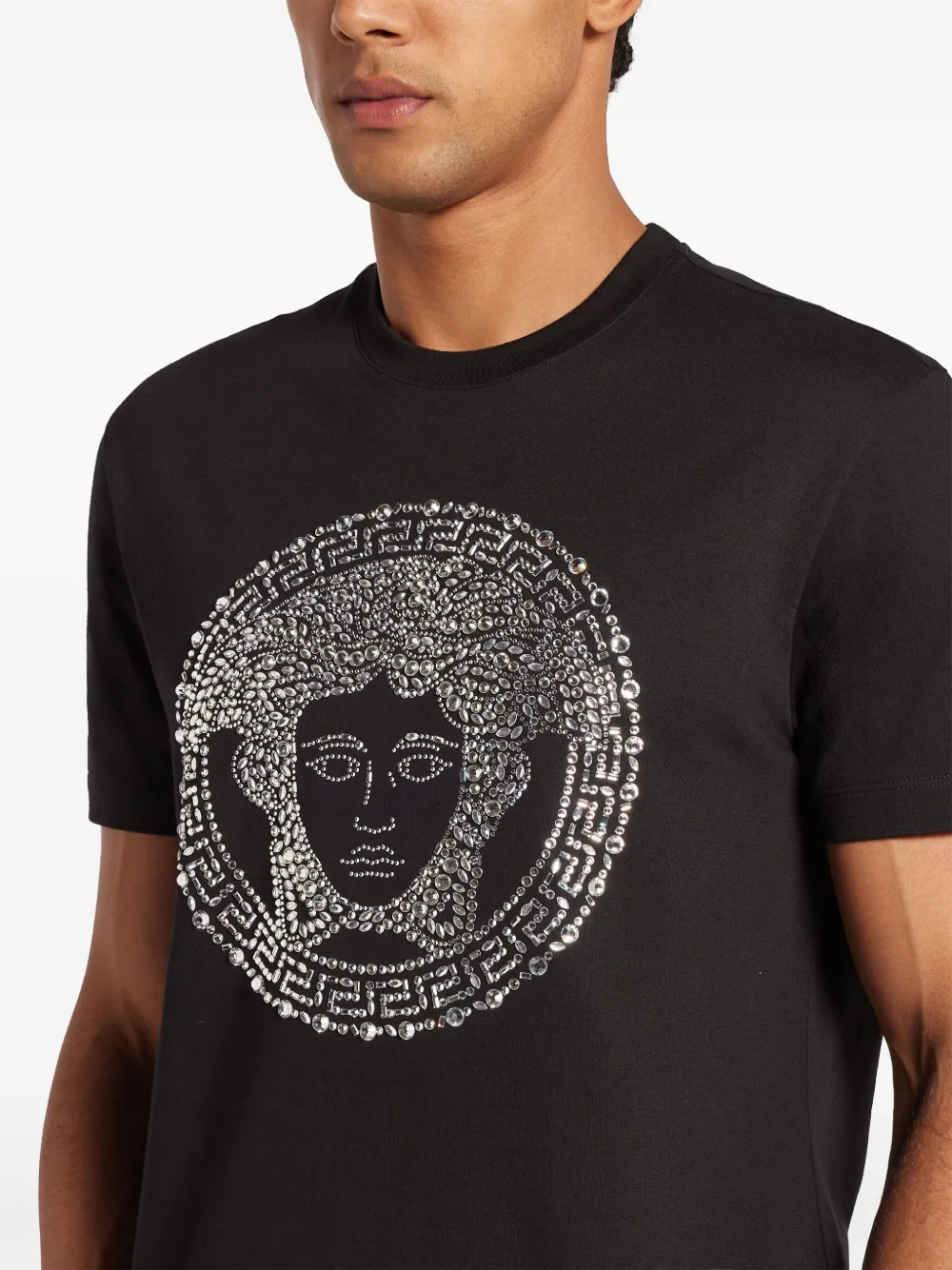 Versace Medusa T-shirt met stras Zwart