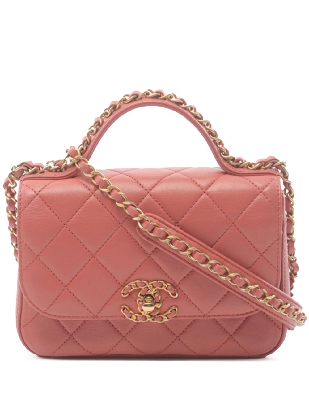 Cheap HOT SALE CHANEL 2019 Quilted Lambskin Chain Infinity Top Handle Flap satchel Women