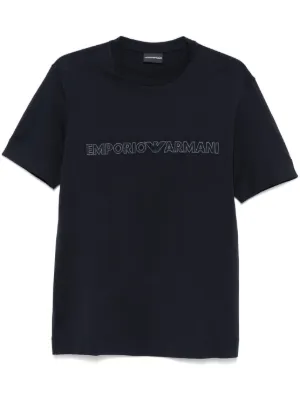 EMPORIO ARMANI レイヤードTシャツ HELMUT LANG系 Helmut Lang Logo Embroidered Cotton T-shirt | Black | FARFETCH