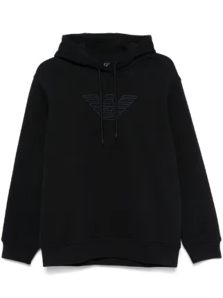 美品★EMPORIO ARMANI レザージャケット パーカー ロゴ　黒 Emporio Armani ロゴ パーカー | ブルー | FARFETCH JP