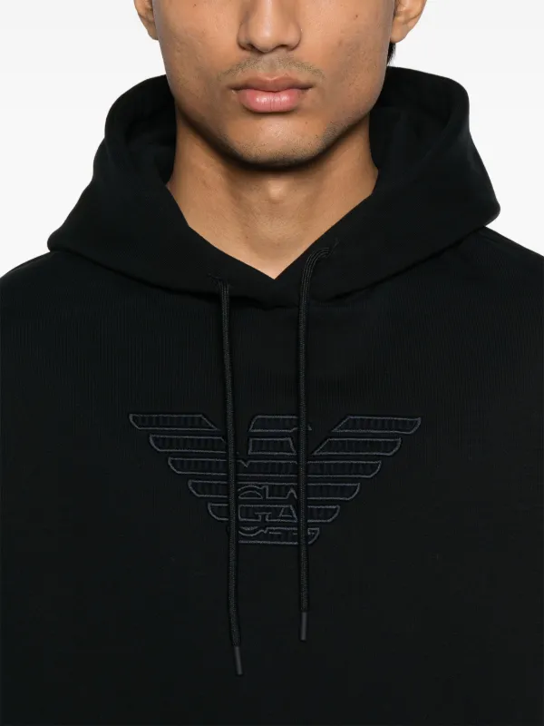 Emporio Armani logo-embroidered Hoodie | Blue | FARFETCH AO