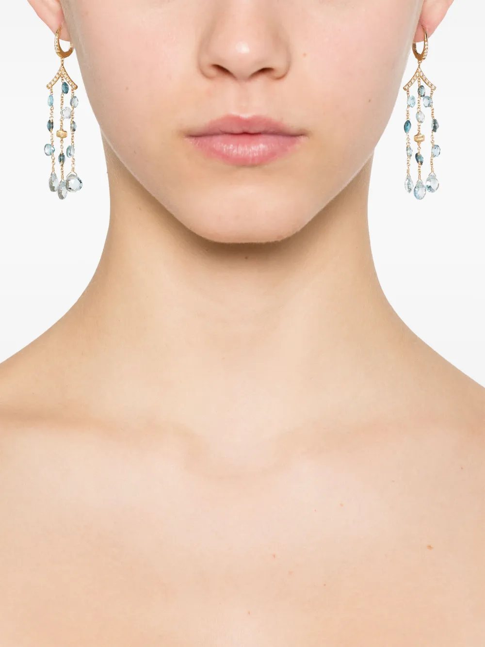 Marco Bicego 18kt geelgouden oorbellen met topaas en diamant