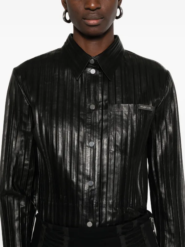 Helmut Lang プリーツ レザーシャツ | ブラック | FARFETCH JP