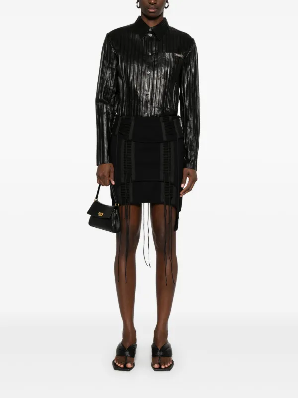 Helmut Lang プリーツ レザーシャツ | ブラック | FARFETCH JP