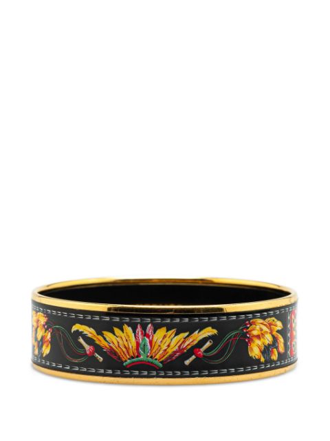 Hermes 20th Century Wide Enamel Brazil Feather Bangle 65 costume bracelet Women