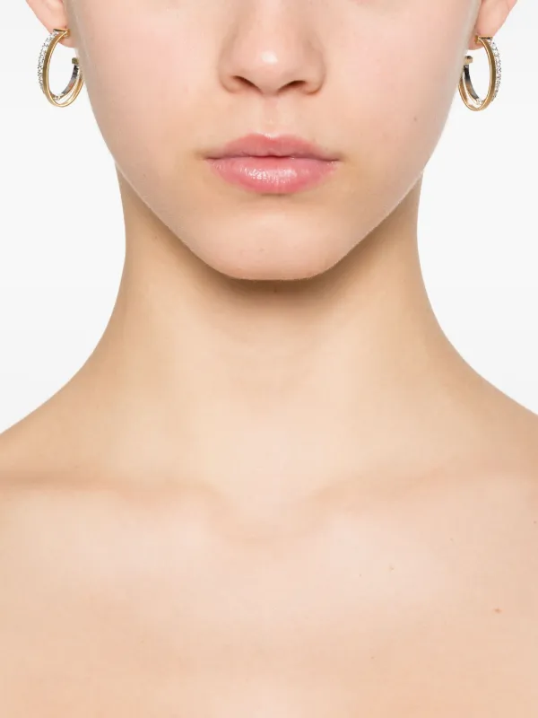 Marco Bicego ダイヤモンド ダブルフープ ピアス 18Kイエローゴールド