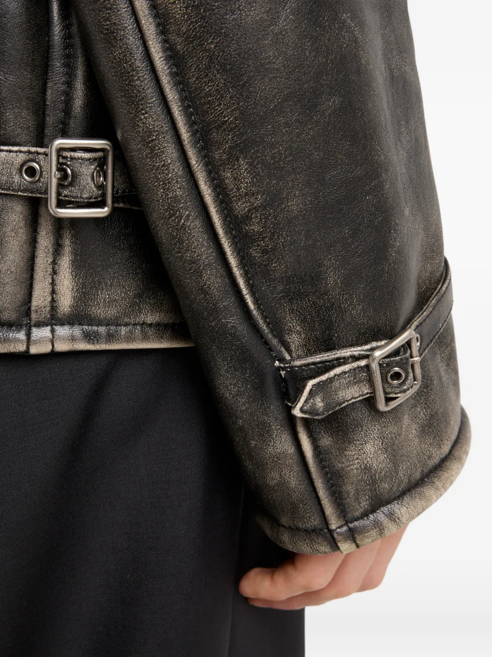 Prada shearling-collar Leather Jacket | Black | FARFETCH