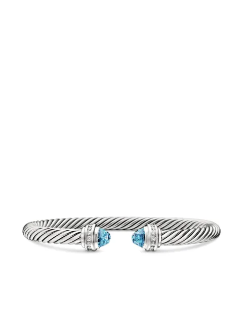 David Yurman sterling silver Classic Cable diamond and topaz bracelet (5mm)