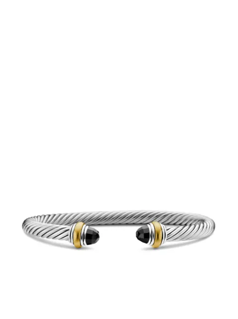 David Yurman pulsera Classic Cable en oro amarillo de 14kt y plata de ley con ónix (5mm)