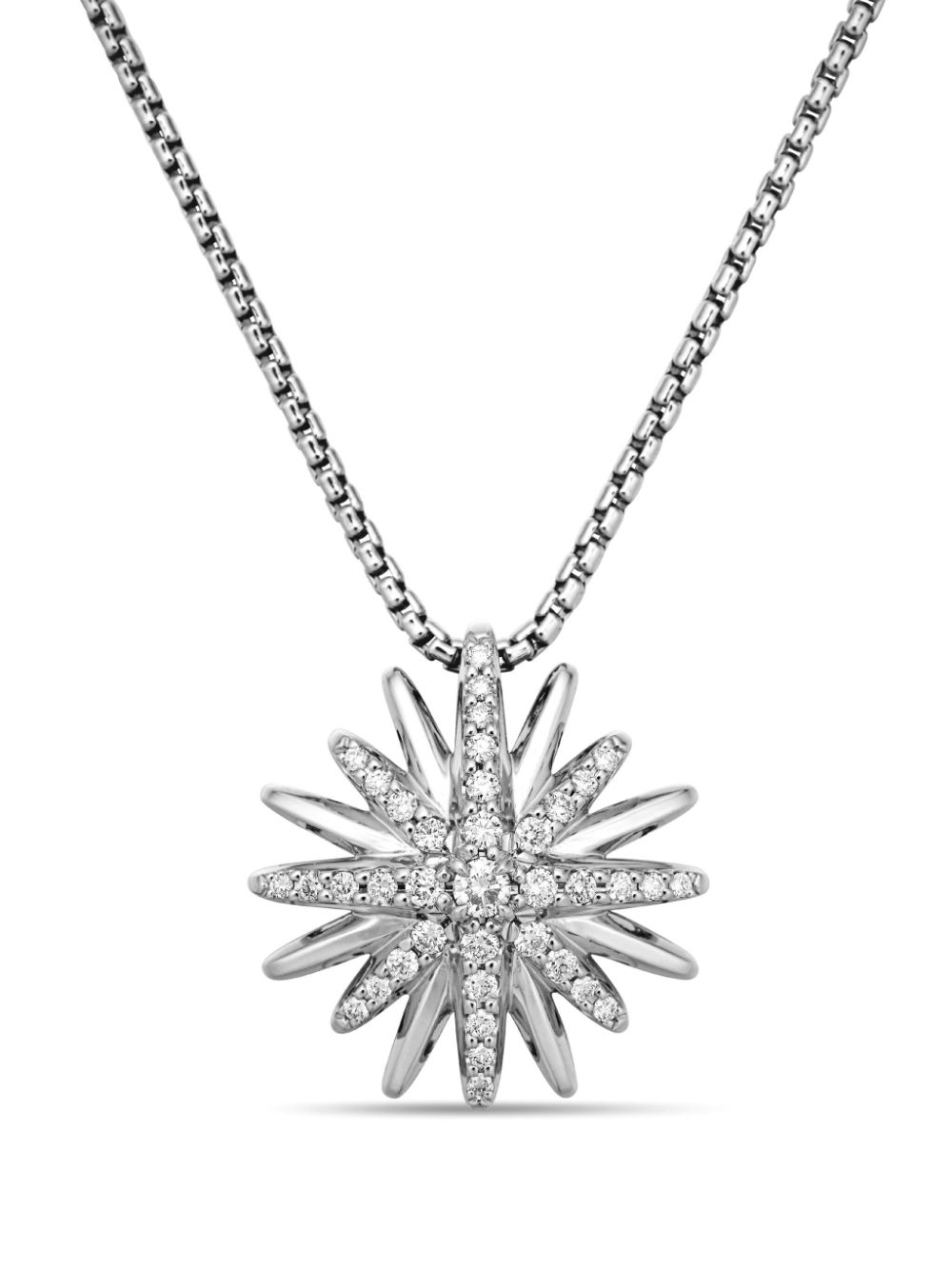 David Yurman sterling silver Starburst diamond necklace - Zilver