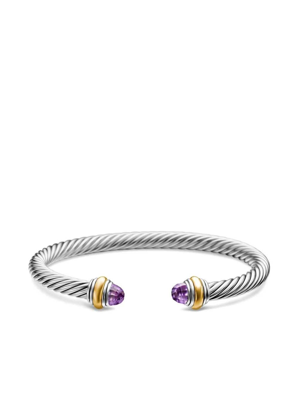 David Yurman 14kt Yellow Gold And Sterling Silver Classic Cable Amethyst Bracelet In Silber