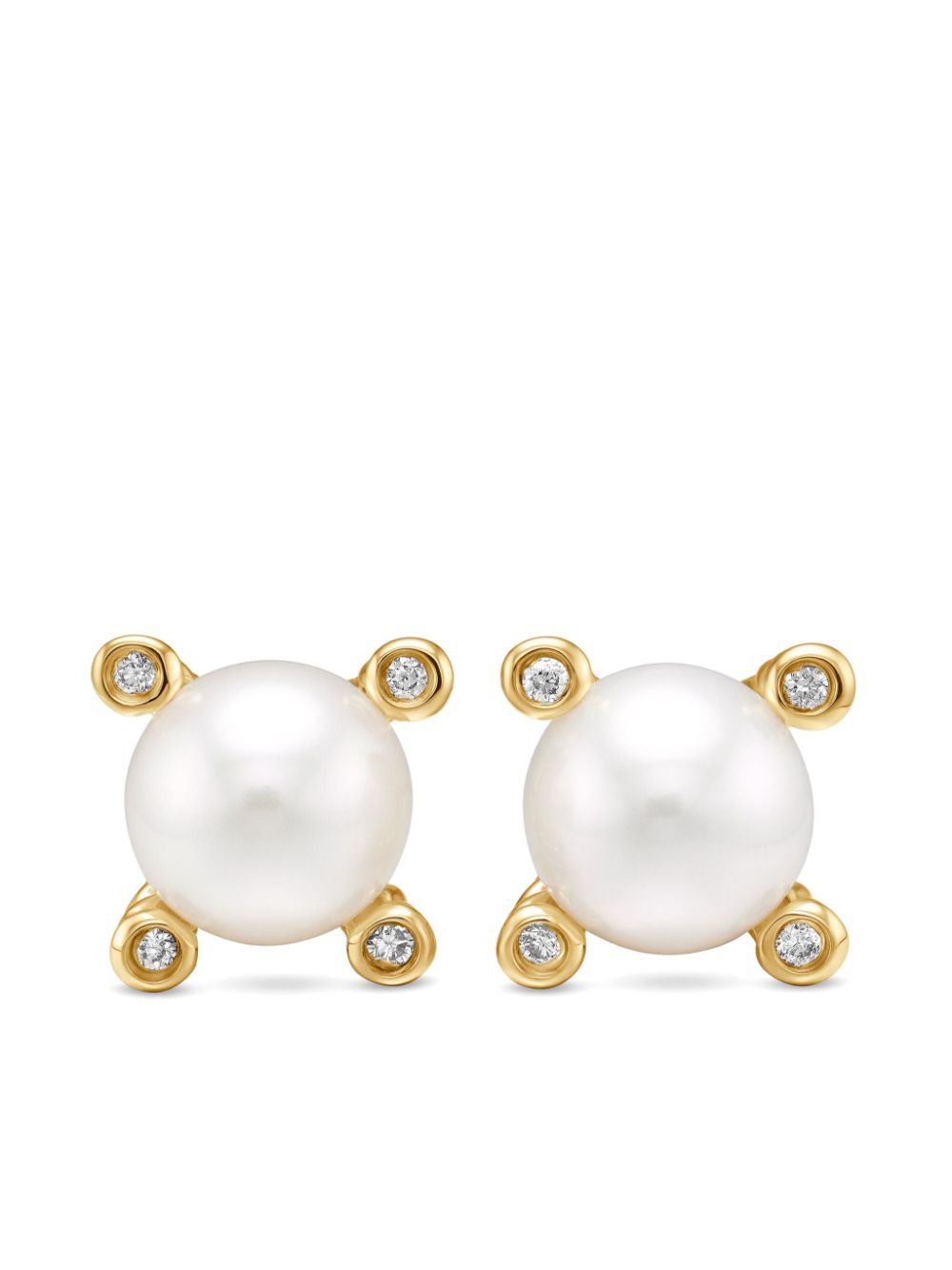 18K yellow gold pearl and diamond stud earrings