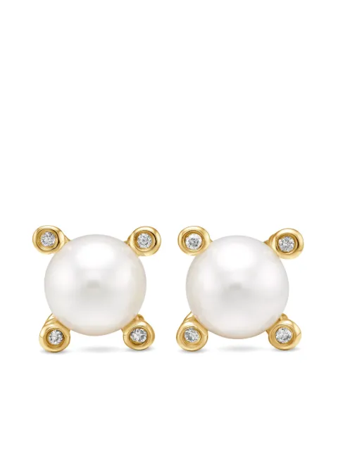 David Yurman 18K yellow gold pearl and diamond stud earrings (7.4mm)