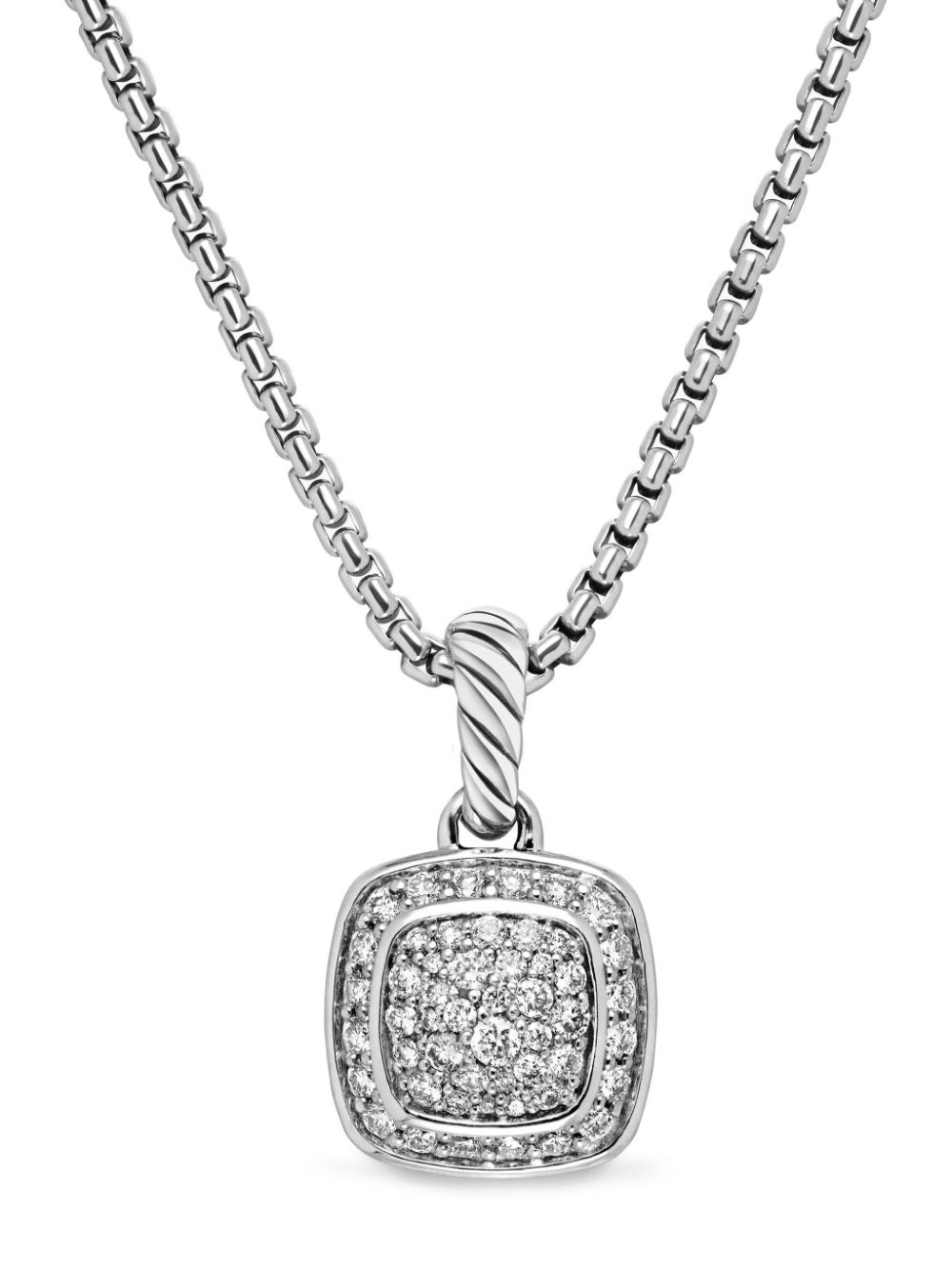 David Yurman sterling silver Petite Albion diamond necklace - Zilver