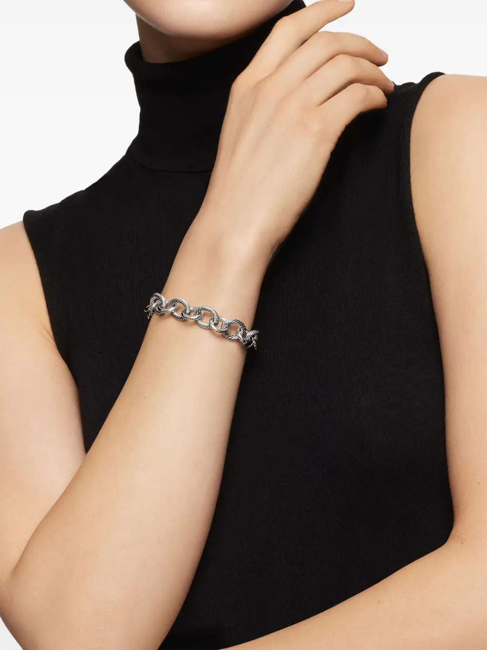 David Yurman Large Oval Link Bracelet In Silber
