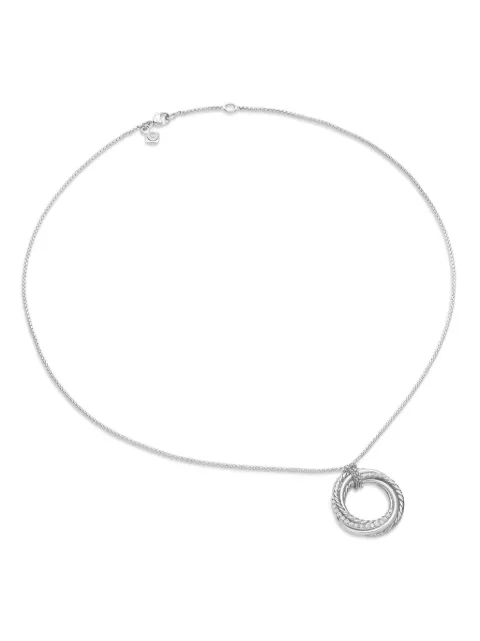 David Yurman sterling silver Crossover diamond pendant necklace (21mm)