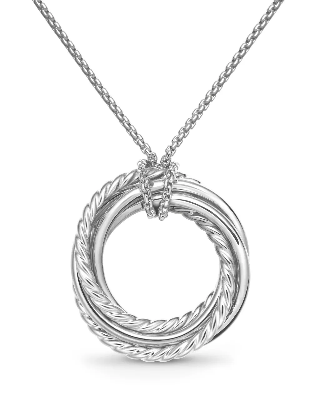 David Yurman Sterling Silver Crossover Pendant Diamond Necklace In 银色