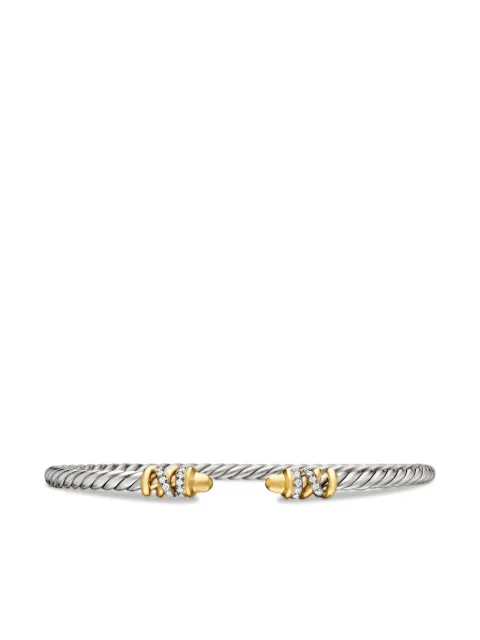 David Yurman 18kt gold and sterling silver Petite Helena Classic Cable diamond bracelet (3mm)