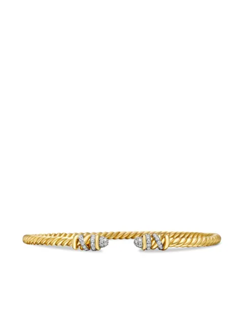 David Yurman 18kt yellow gold Petite Helena Cablespira Station diamond bracelet (3mm)