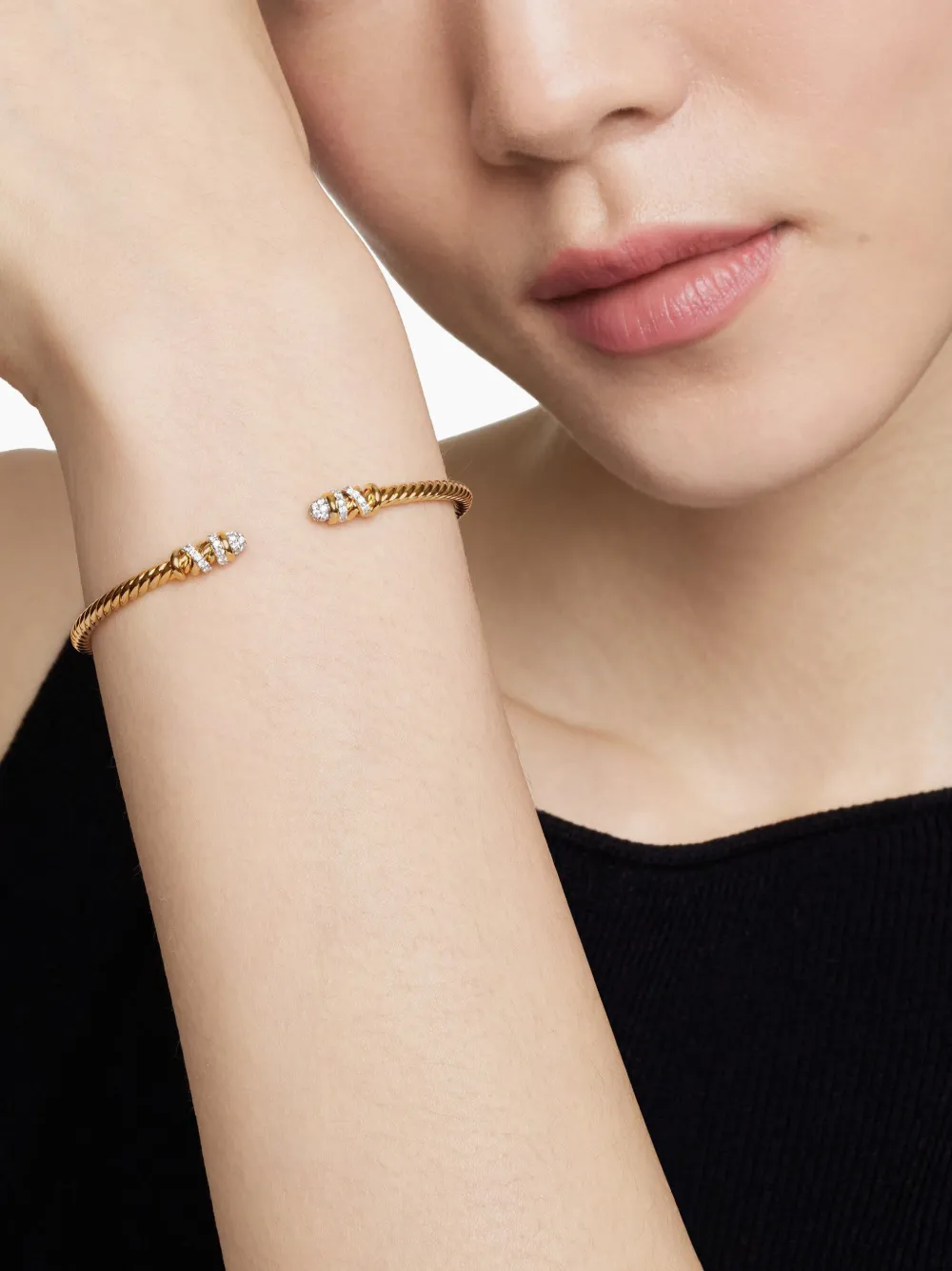18kt Yellow Gold Petite Helena Cablespira Station Diamond Bracelet (3mm)