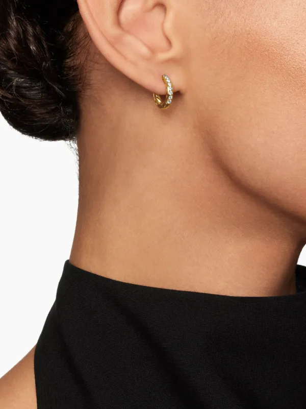 David Yurman ダイヤモンド フープピアス 13mm 18Kイエローゴールド