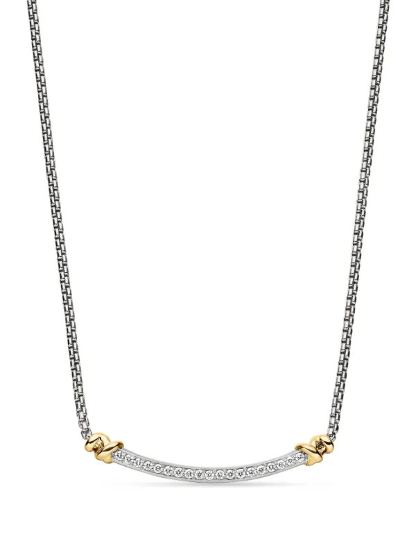 David Yurman Sterling Silver Petite Helena Wrap Station Diamond Necklace (29mm)