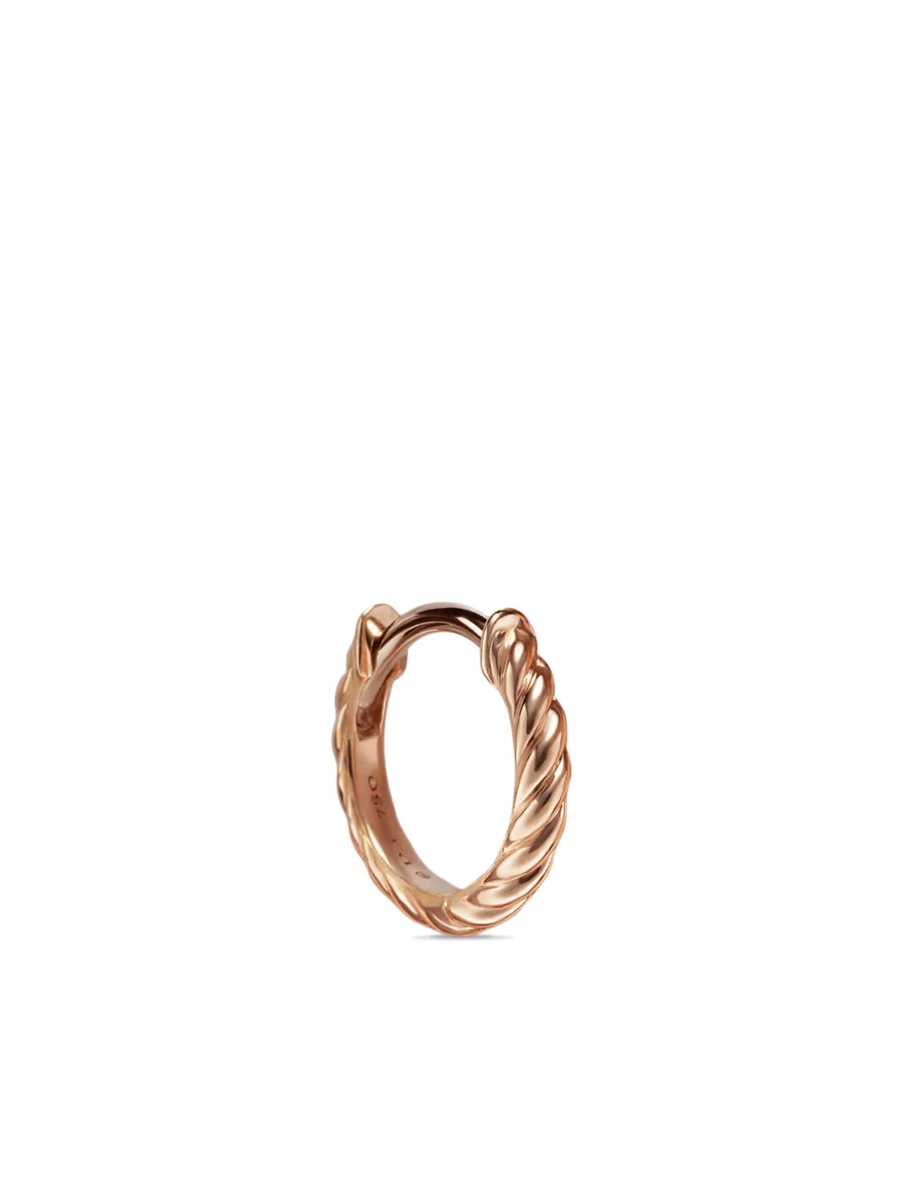 Shop David Yurman 18k Rose Gold Sculpted Cable Huggie Hoop Earrings (10.7mm) In 粉色