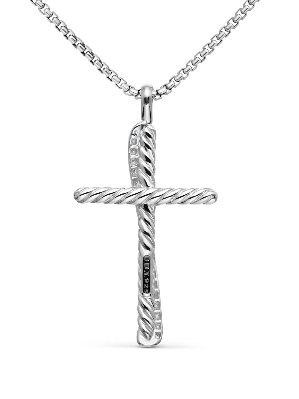 David Yurman Sterling Silver Crossover Cross Diamond Necklace In 银色