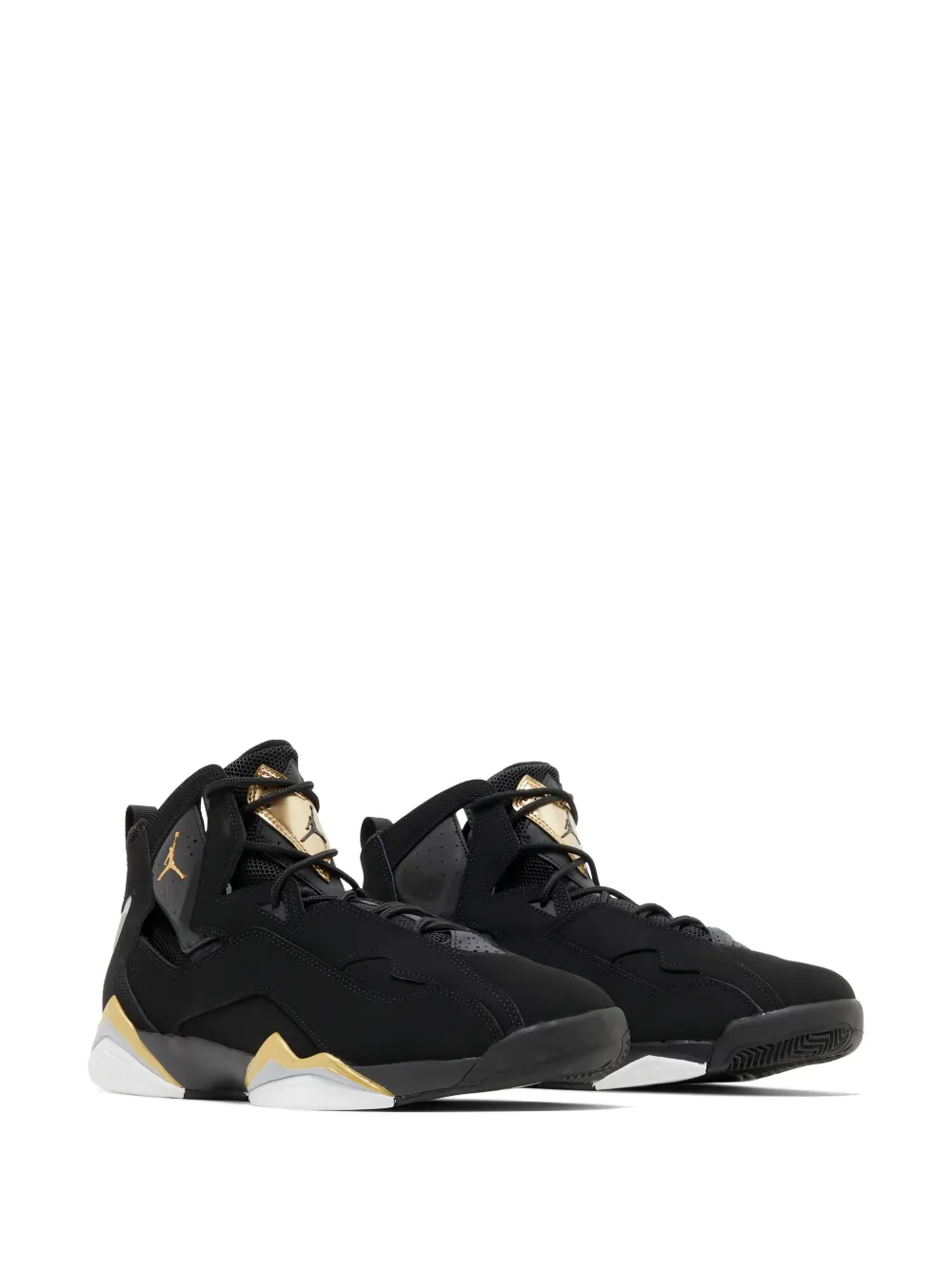 Jordan True Flight "Black Metallic Gold Wolf Grey White" sneakers